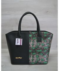 Женская сумка «Две змейки» зеленая змея 11503