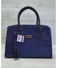 Женская сумка Кисточка синяя рептилия 52025