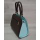 Женская сумка Конверт коричневая с пудрово-голубой вставкой 31807