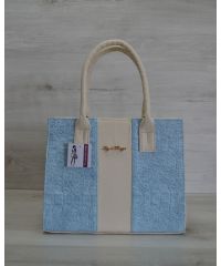 Женская сумка бежевая с голубым 31201
