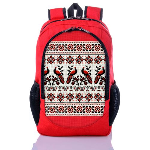 Городской рюкзак XYZ New Design РГ18303 Орнамент Птицы красный